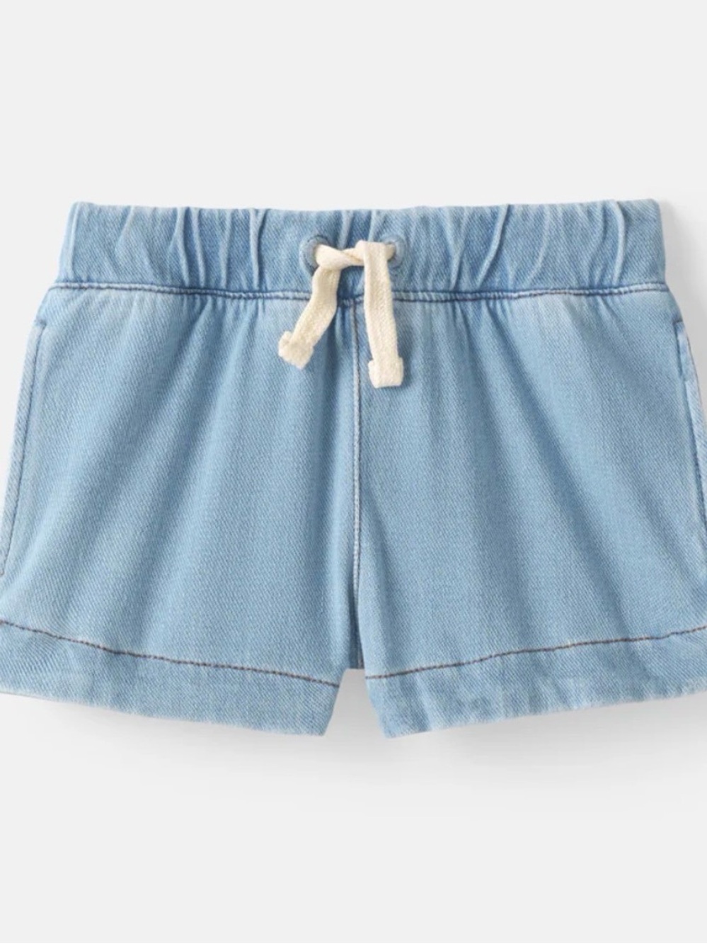Light Blue Drawstring Denim Shorts -